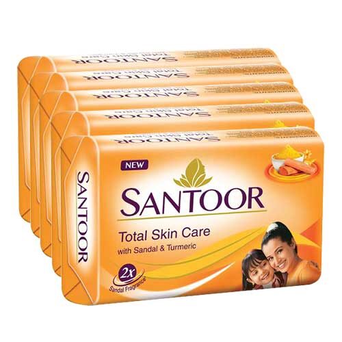 Santoor Sandal & Turmeric Soap Bar, 125g (Pack of 4) with Softouch Fabric Conditioner, 200ml-0