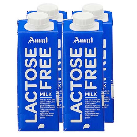 Amul Lactose Free Milk, 250ml (Pack of 4)-11873