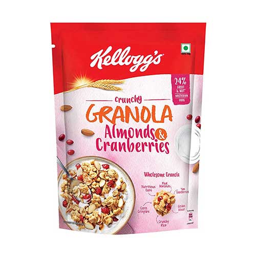 Kelloggs Crunchy Granola Almonds and Cranberries 460 g pouch pack-0