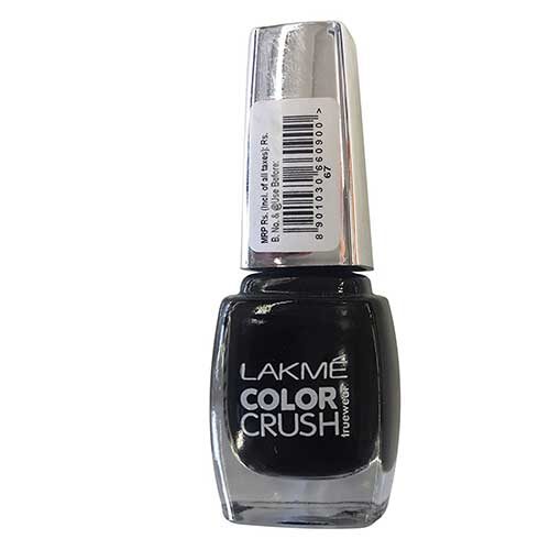 Lakme True Wear Color Crush Nail Color, Black 67, 9ml-0
