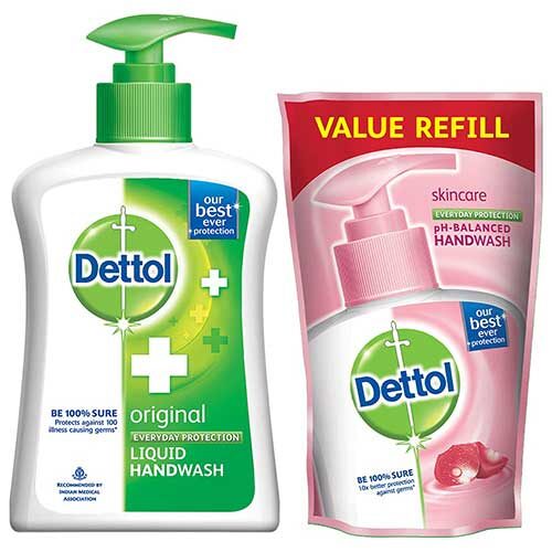 Dettol Liquid Hand Wash - Original, 200ml Bottle with Skincare Handwash Refill, 175 ml-0