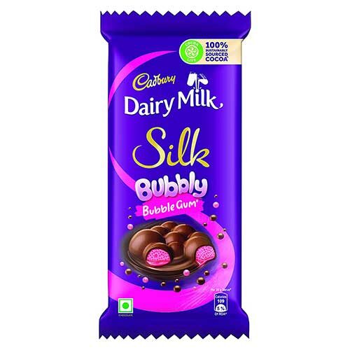 Cadbury Dairy Milk Silk Bubbly Bubble Gum Chocolate bar, 120g Pack-0