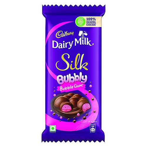 Cadbury Dairy Milk Silk Bubbly Bubble Gum Chocolate bar, 120g Pack-0