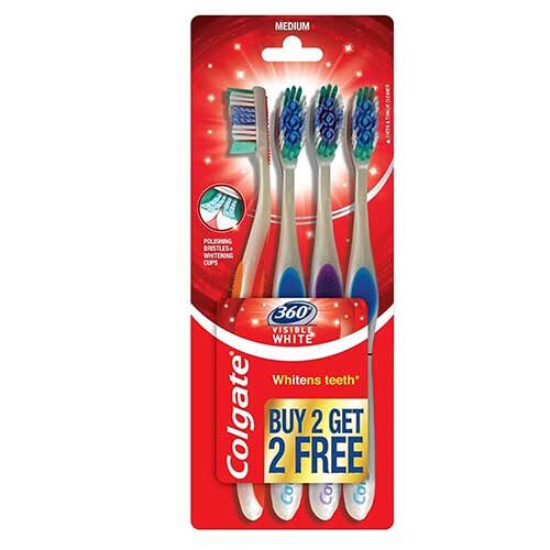 Colgate 360 Visible White Toothbrush - 4 Pcs (Buy 2 Get 2 Free)-0