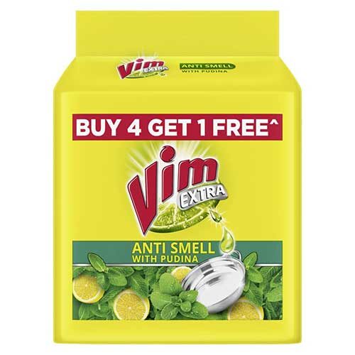 Vim Antismell Dishwash Bar with Pudina, 200gm (Buy 4 Get 1 Free)-0