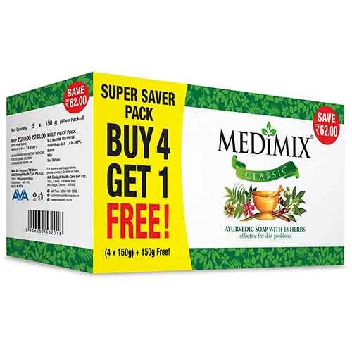 Medimix Ayurvedic Soap, 150g (Buy 4 Get 1 Free)-0