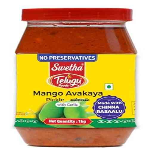 Swetha Telugu Foods Mango Avakaya with Garlic Pickle 1Kg