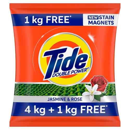 Tide Plus Detergent Washing Powder Jasmine And Rose 4 Kg + 1 Kg Free
